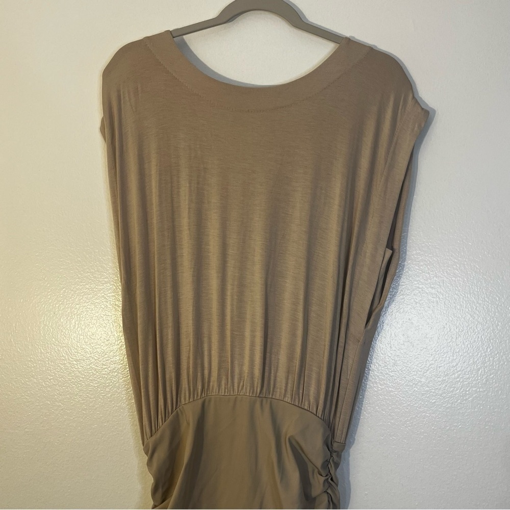 By Malene Birger | Ruched sexy tan dress T-shirt top Women’s size S fitted skirt - Picture 2 of 12